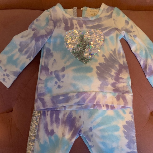 Girls purple/blue tie dye with glitter accents 2 piece jogger set Size 12 no - Picture 3 of 8